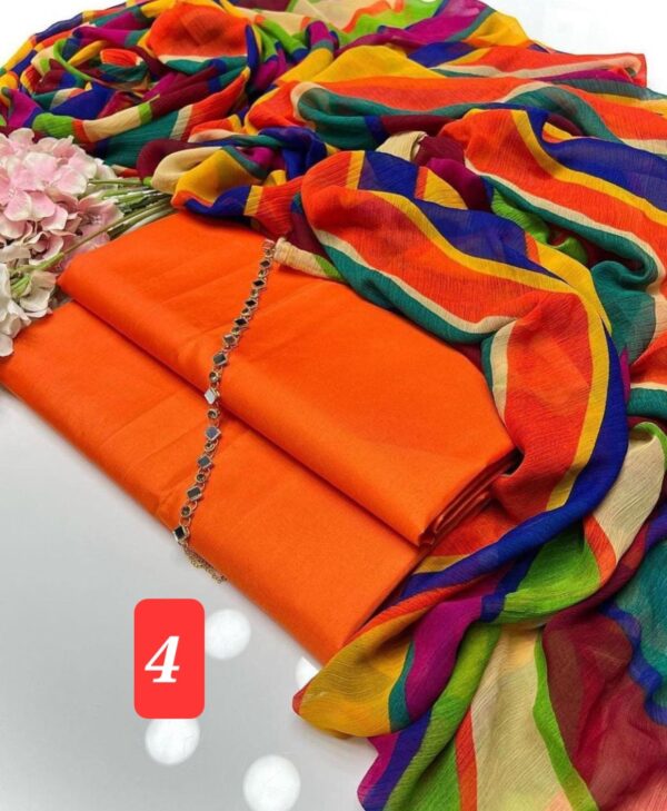 3 pcs Stitched Suit With Crinkle Chiffon Dupatta - Image 6