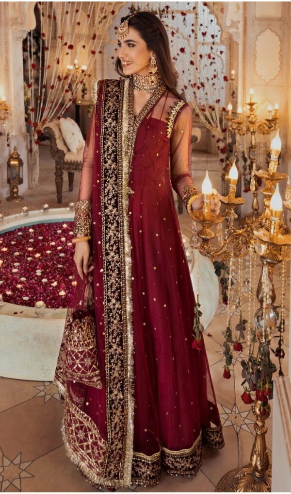 Noor By Saadia Asad Stitched Maroon D4- AVA - Image 2