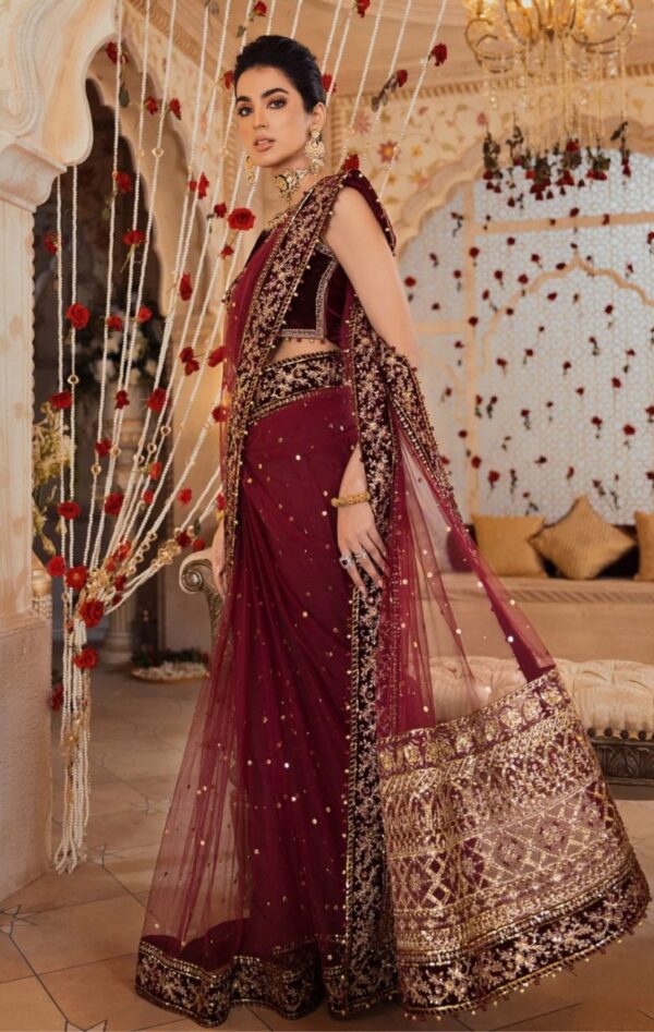 Noor By Saadia Asad Stitched Maroon D4- AVA - Image 2
