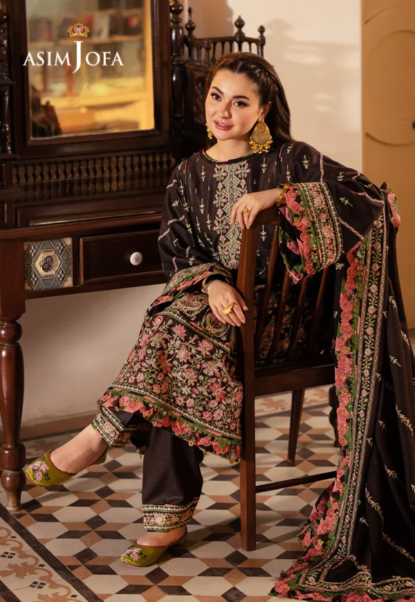 Asim Jofa Stitched AJKI-09 EMBROIDERED TWILL 3 PC - Image 2