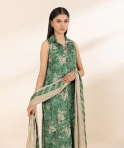 Sapphire Stitched 3 Piece - Embroidered Linen Suit