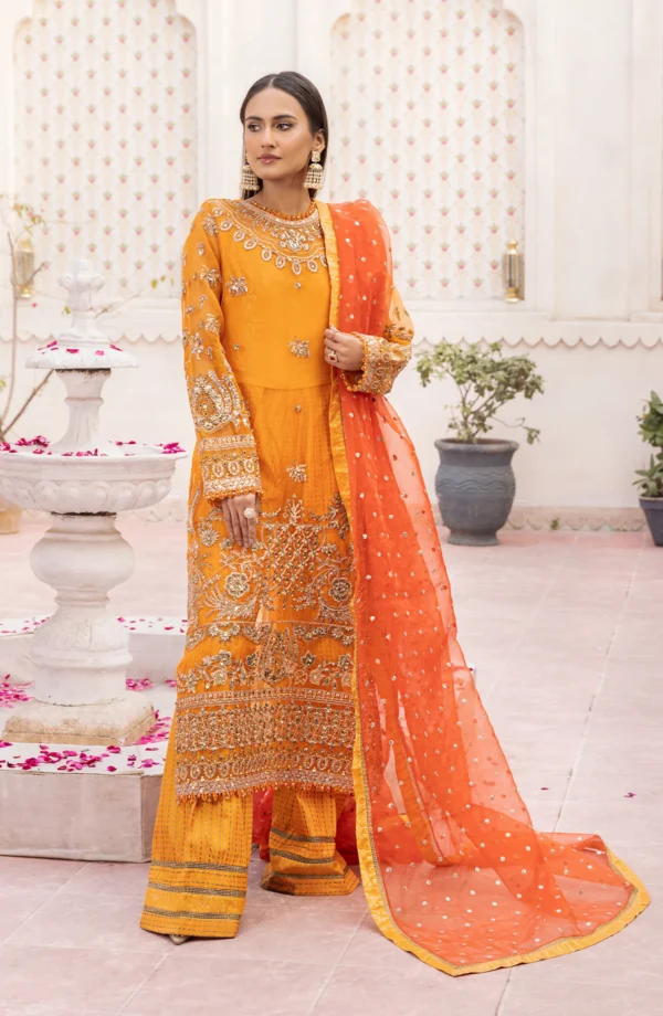 Maryum n Maria Stitched Formal Dress - Morange (MFD-0099)