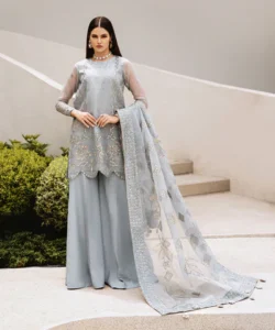 Sapphire Stitched 3 Piece - Embroidered Organza Suit