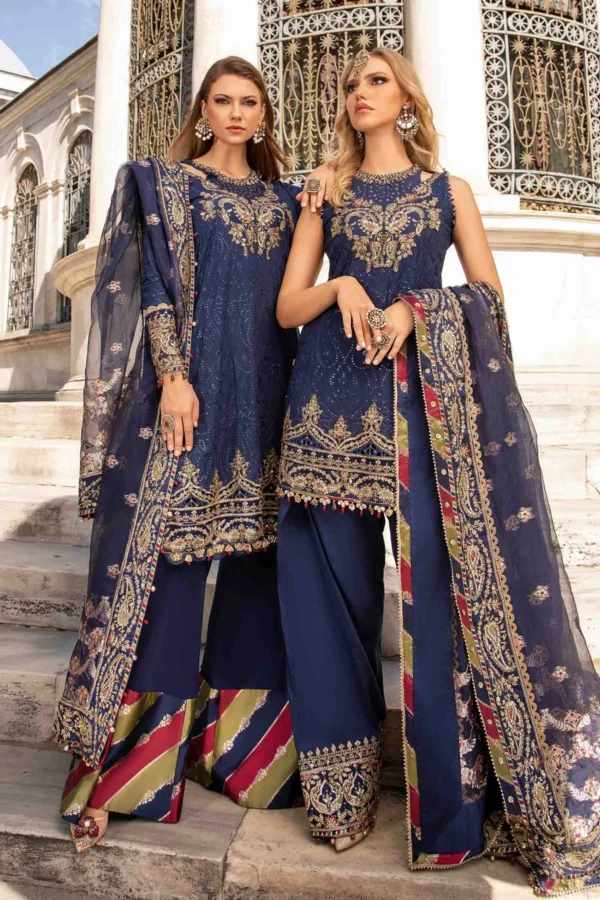 Maria B Stitched Embroidered Cotton Satin Suit | CST-804 - Image 3