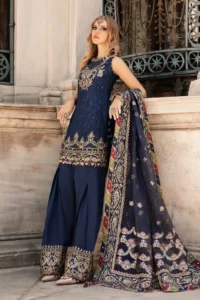Maria B Stitched Embroidered Cotton Satin Suit | CST-804