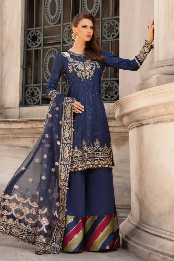 Maria B Stitched Embroidered Cotton Satin Suit | CST-804 - Image 6