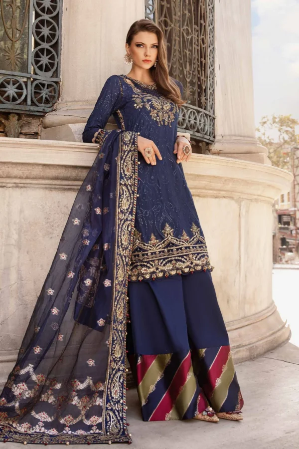 Maria B Stitched Embroidered Cotton Satin Suit | CST-804 - Image 2