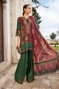 Maria B Stitched  Printed Linen Suit
