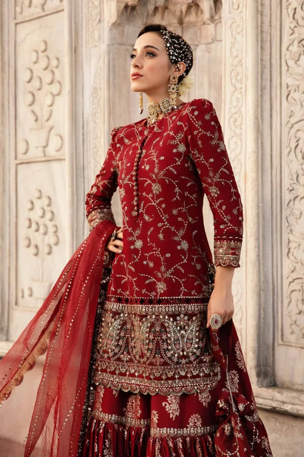 Maria B Stitched Embroidered Cotton Satin Suit | CST-807 - Image 2