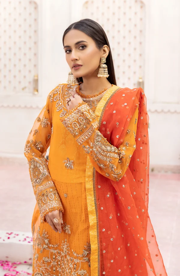 Maryum n Maria Stitched Formal Dress - Morange (MFD-0099) - Image 2