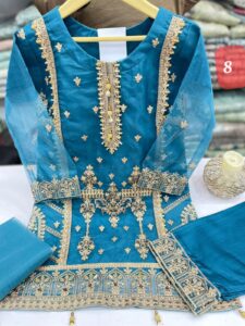 Girls organza thread & adda work 2 designs 4 colors