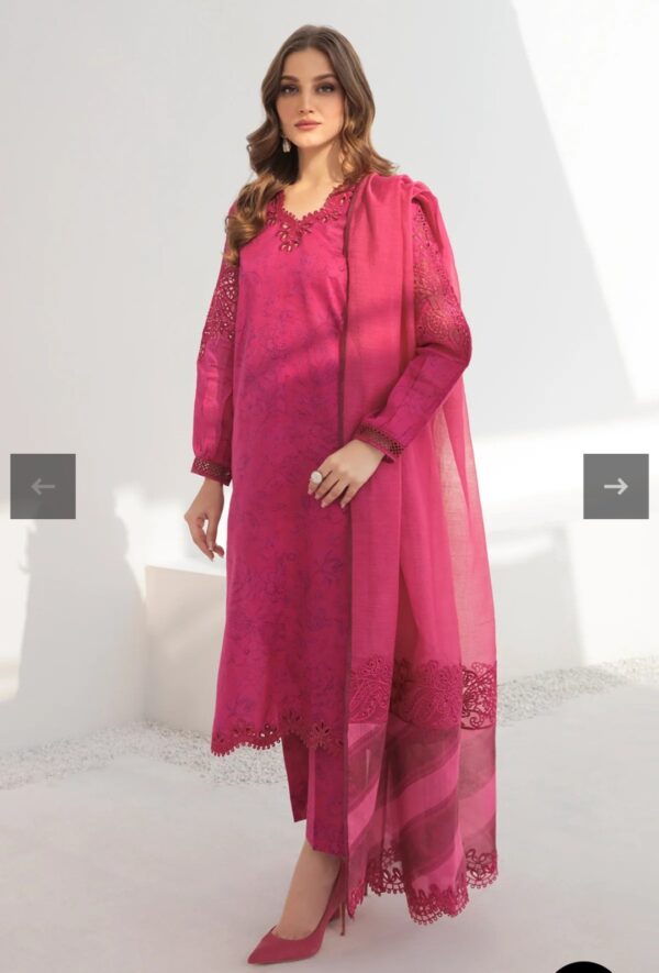 BAROQUE 3PC STITCHED EMBROIDERED LAWN UF-308 - Image 2