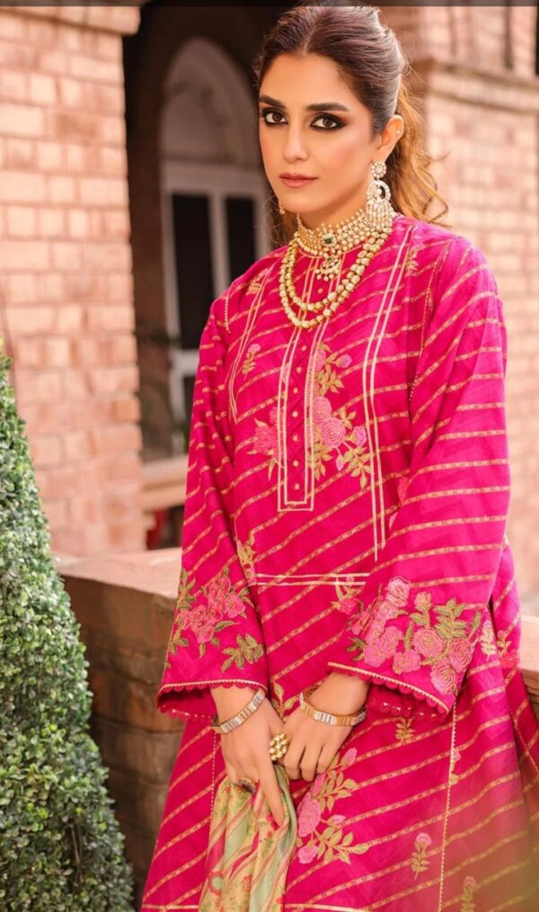 Alkaramstudio 3PC STITCHED 3 Pc Embroidered Jacquard Suit With Poly Lawn Dupatta - Image 2