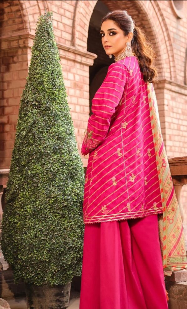Alkaramstudio 3PC STITCHED 3 Pc Embroidered Jacquard Suit With Poly Lawn Dupatta - Image 3