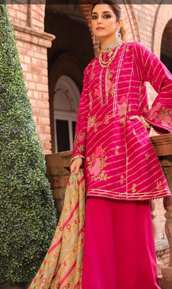 Alkaramstudio 3PC STITCHED 3 Pc Embroidered Jacquard Suit With Poly Lawn Dupatta