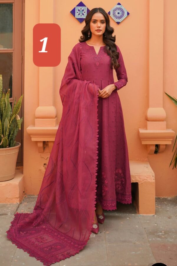 BAROQUE 3PC STITCHED EMBROIDERED JACQUARD LAWN - Image 2