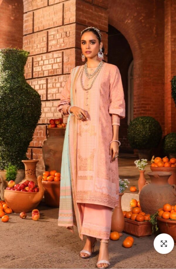 Alkaramstudio Stitched 3 Pc Embroidered Jacquard Suit With Poly Chiffon Dupatta