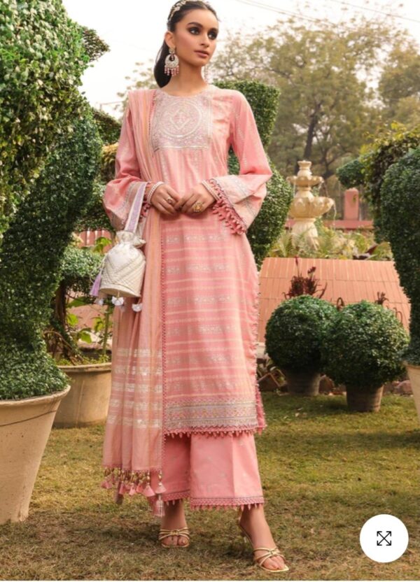 Alkaramstudio Stitched 3 Pc Embroidered Two Way Slub Suit With Yarn Dyed Dupatta