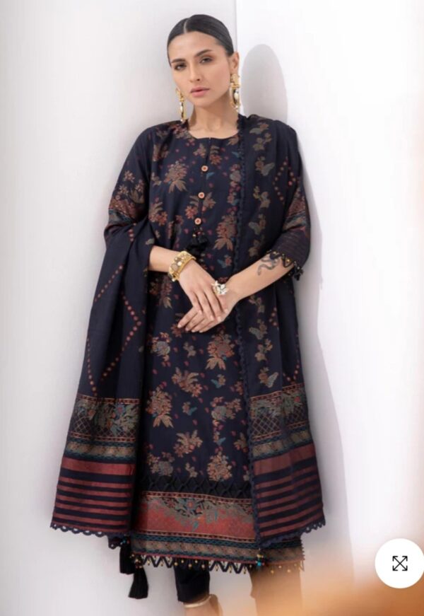 Alkaramstudio Stitched 3 Pc Printed Jacquard Suit With Jacquard Dupatta - Image 2