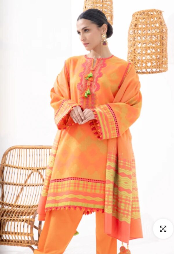 Alkaramstudio Stitched 3 Pc Embroidered Jacquard Suit With Fancy Dupatta