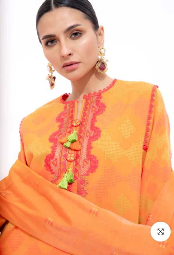 Alkaramstudio Stitched 3 Pc Embroidered Jacquard Suit With Fancy Dupatta - Image 2