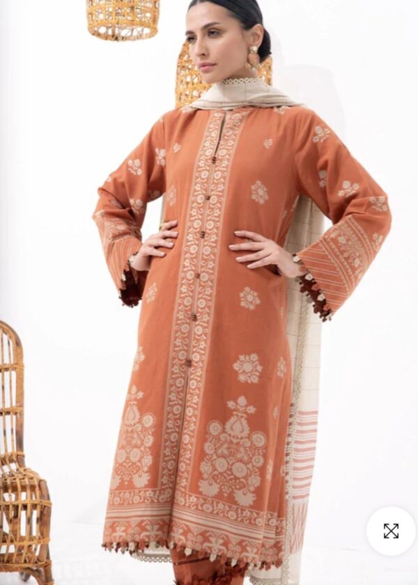 Alkaramstudio Stitched 3 Pc Printed Jacquard Suit With Fancy Dupatta - Image 2