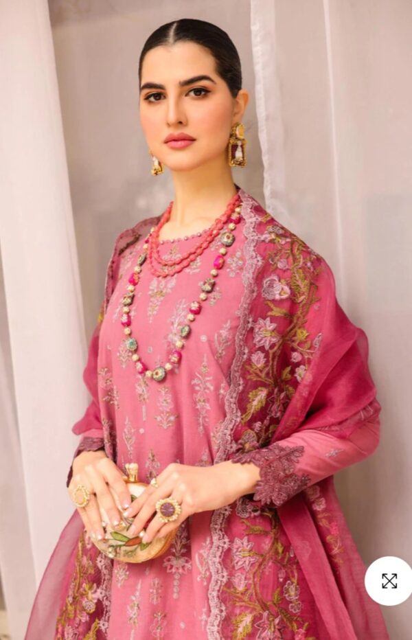 Alkaramstudio Stitched 3 Pc Embroidered Lawn Suit With Organza Dupatta - Image 3