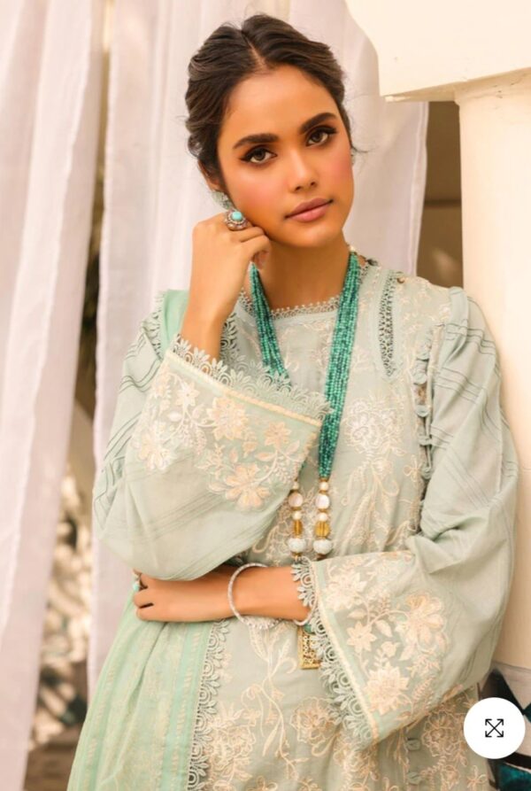 Alkaramstudio Stitched 3 Pc Embroidered Lawn Suit With Poly Chiffon Dupatta - Image 2