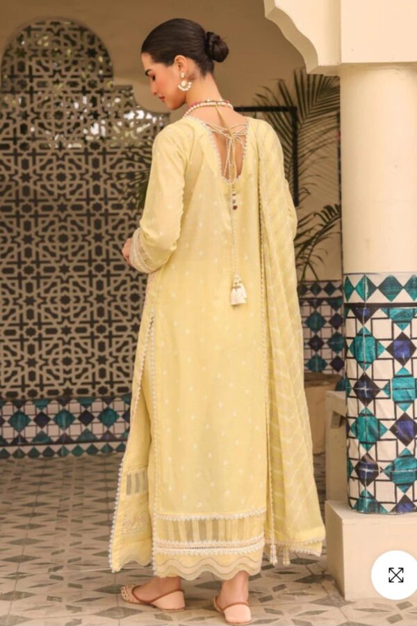 Alkaramstudio Stitched 3 Pc Embroidered Lawn Suit With Poly Chiffon Dupatta - Image 3
