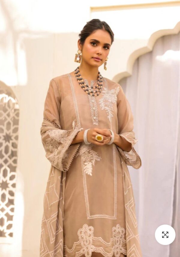 Alkaramstudio Stitched 3 Pc Embroidered Organza Suit With Poly Chiffon Dupatta - Image 2