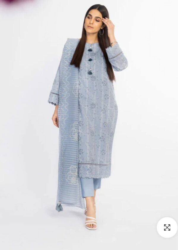 Alkaramstudio Stitched 3 Pc Embroidered Lawn Suit With Organza Dupatta