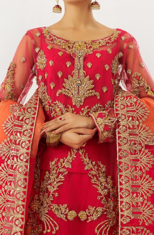 MNM 3PC Stitched Formal Dress - Jan-E-Adaa (QFD-0059) - Image 4
