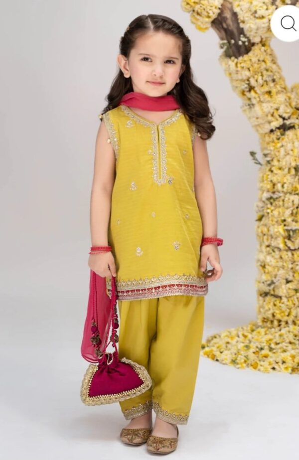 Maria B.Kids Suit Peach/Yellow MKD-EA23-25 - Image 2