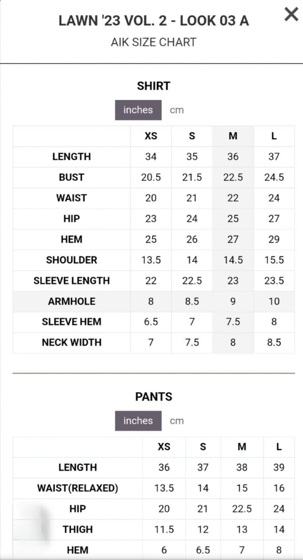 Aik 3PC Stitched LAWN '23 VOL. 2 - LOOK 03 A/B - Image 4
