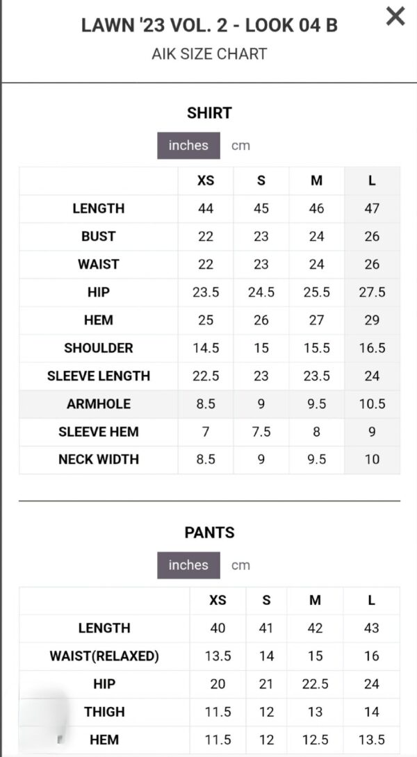 Aik 3PC Stitched LAWN '23 VOL. 2 - LOOK 04 A/ B - Image 9