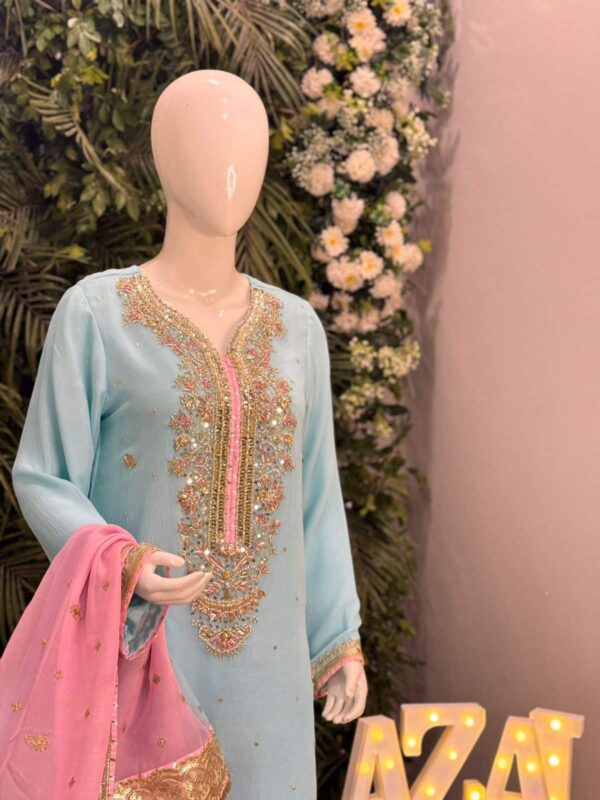 Azal Stitched Festive Sky Blue - Image 6