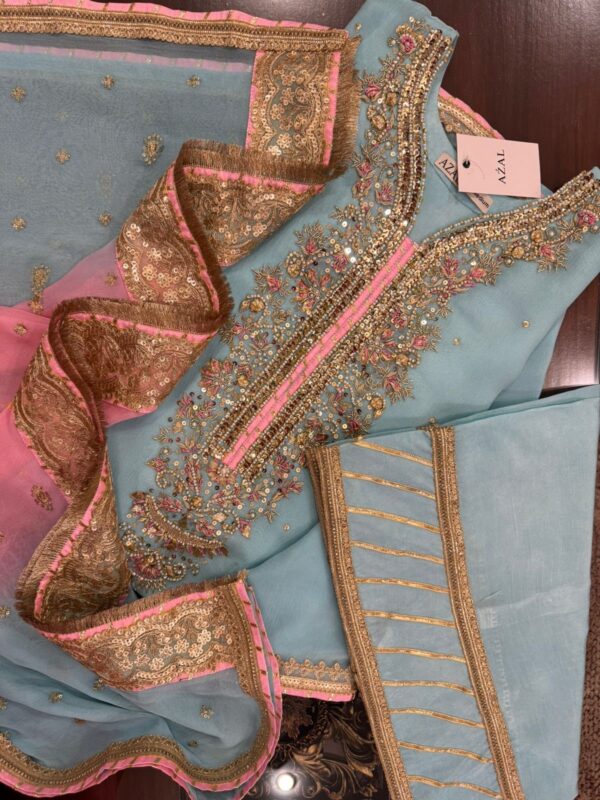 Azal Stitched Festive Sky Blue - Image 4