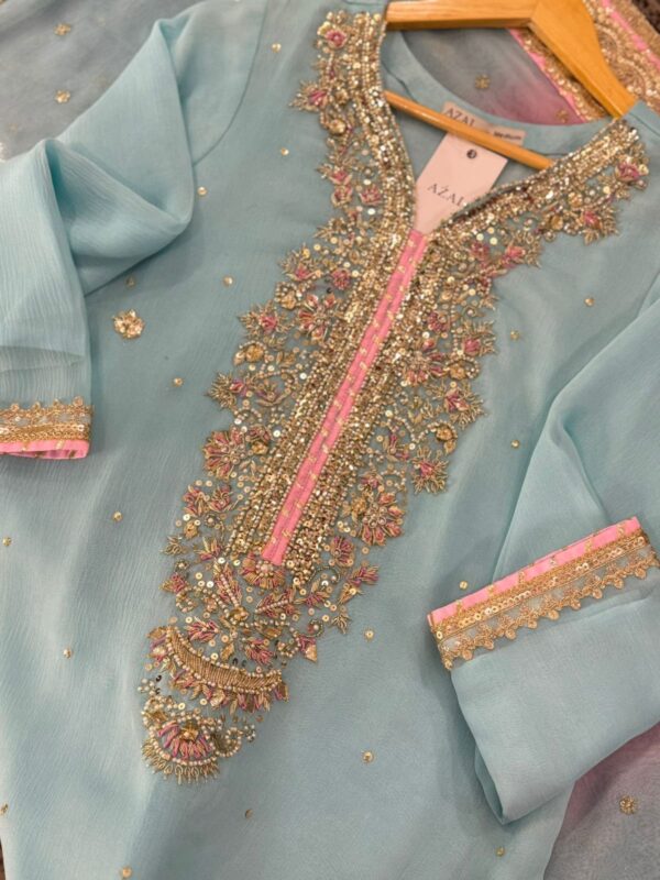 Azal Stitched Festive Sky Blue - Image 3